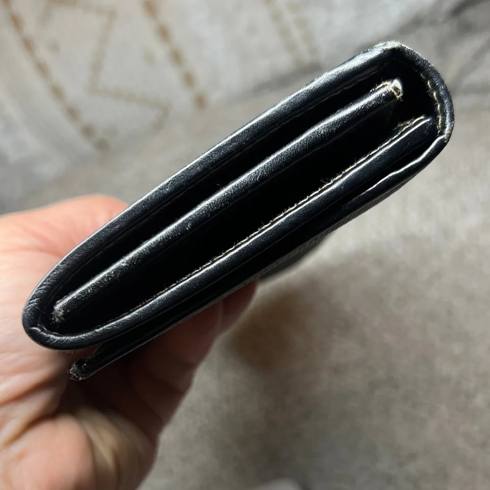 FENDI Black and Brown Striped Continental Wallet with Gold Tone Chain